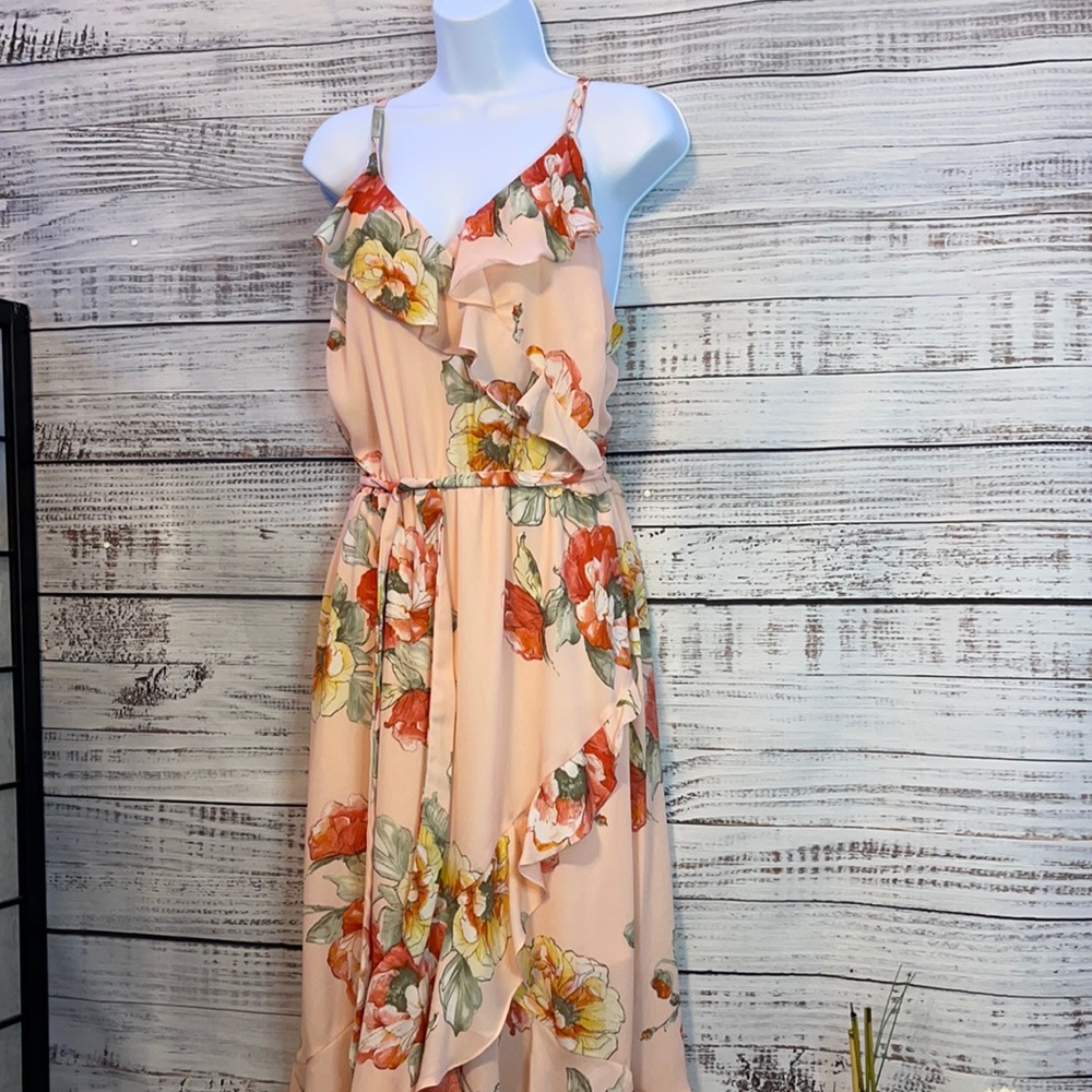 Peach Floral Maxi Dress | Medium